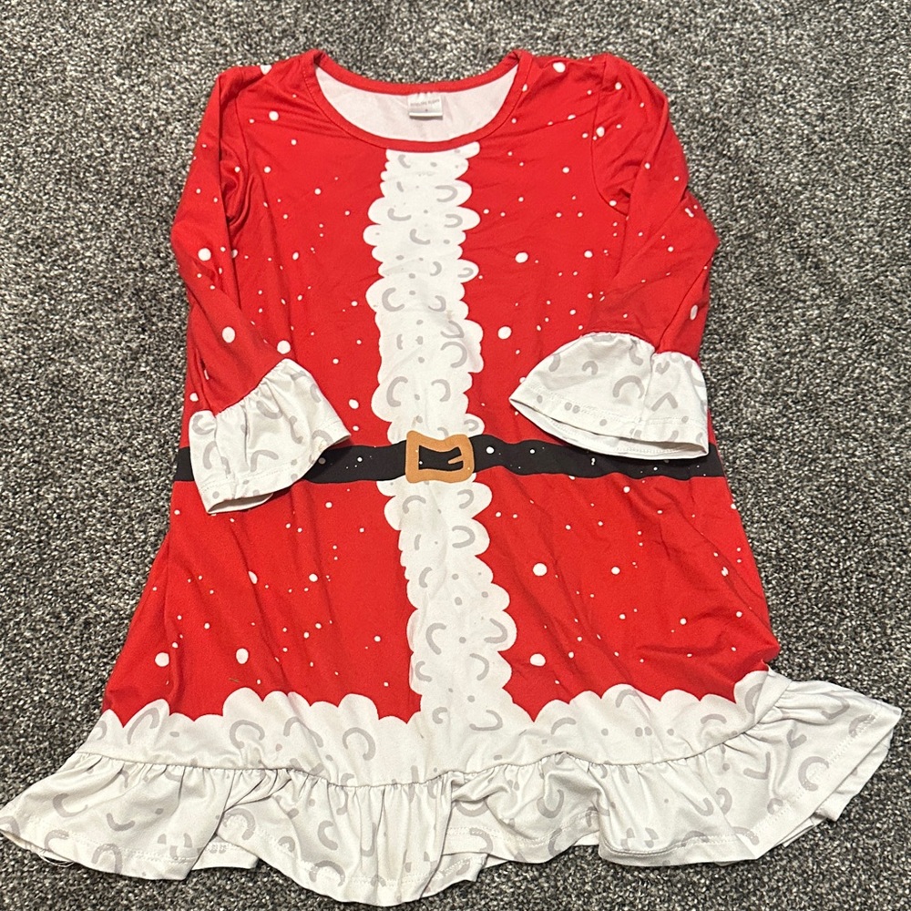 Penelope Plumm (4) Festive Red Santa Dress Costume for Kids